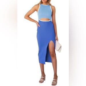 Knit Cutout Side Slit Bodycon Midi Dress Size M (6-8)